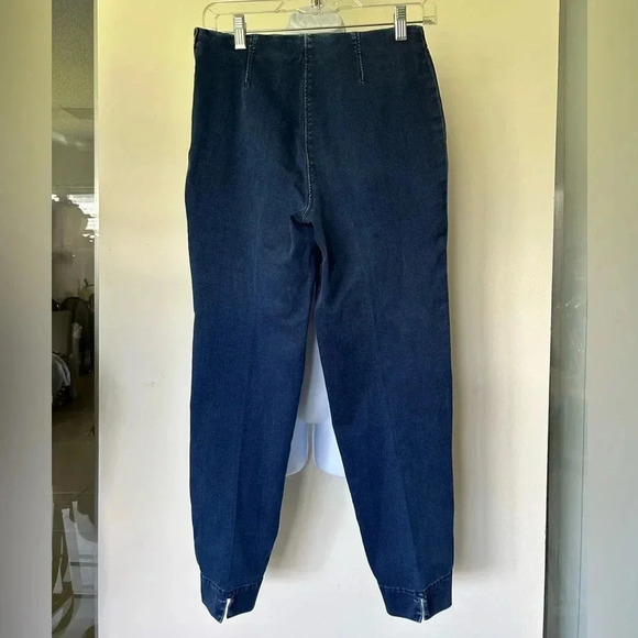 Piazza Sempione blue stretch denim crop pants side zip Size 42 Size 6 - Picture 6 of 13